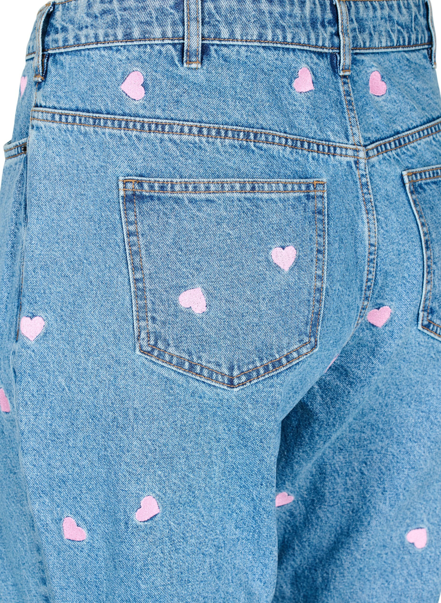 Zizzi High-Waist-Jeans Gemma mit Herzen, Blau, Packshot image number 3