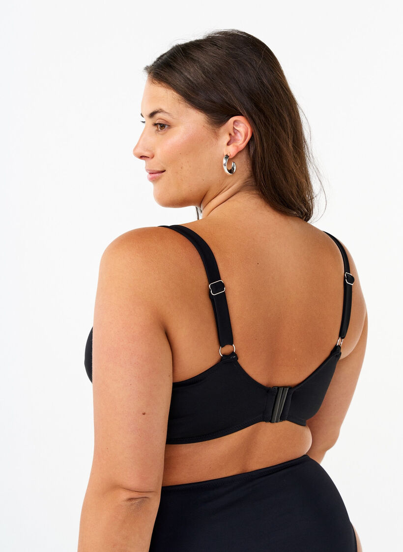 Bikini-BH mit B&uuml;gel und Drapierung, Schwarz, Model image number 1