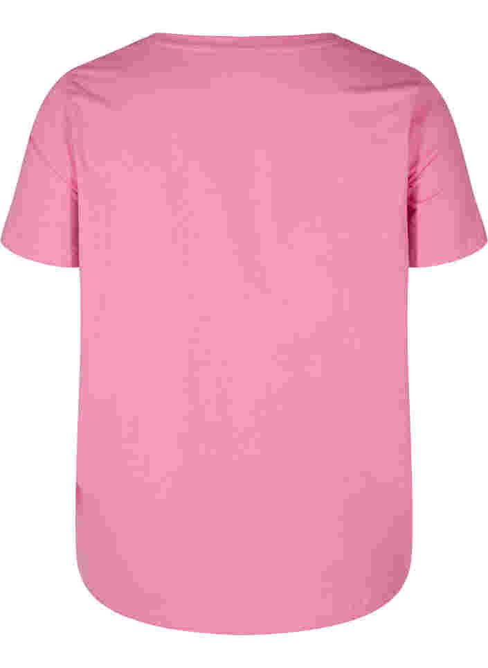 Kurzärmeliges Baumwoll-T-Shirt mit Aufdruck, Cyclamen LOVE, Packshot image number 1