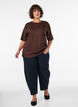 T-Shirt mit Strasssteinen und Rundhalsausschnitt, Braun, Model image number 1