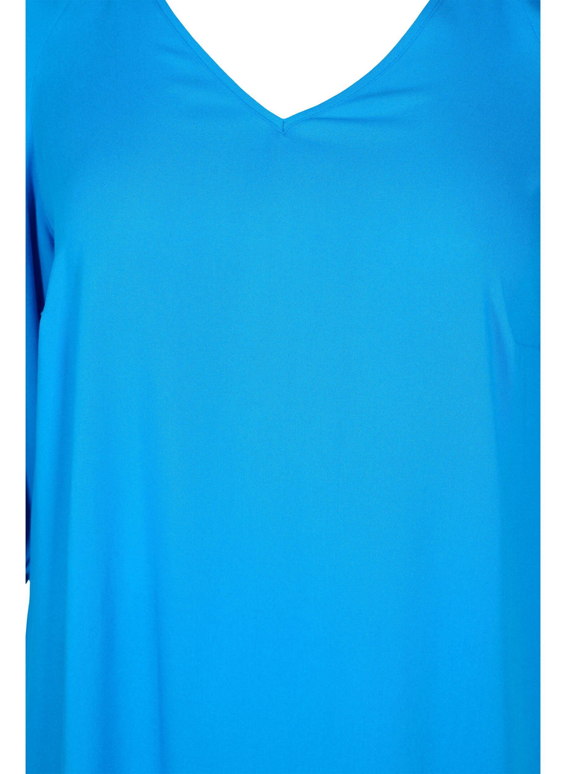 Zizzi Viskosekleid mit V-Ausschnitt, Indigo Bunting, Packshot image number 2