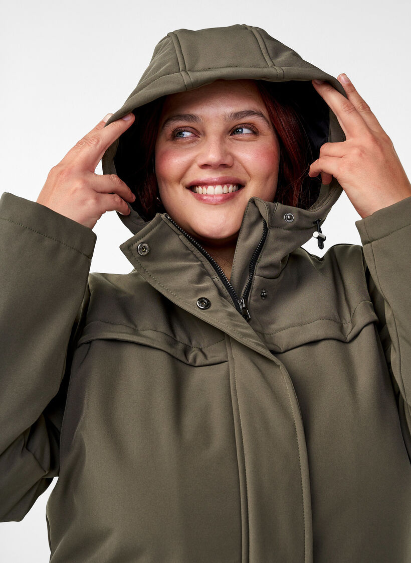 Wasserabweisende Softshell-Jacke mit Steppfutter, Grün, Image image number 0