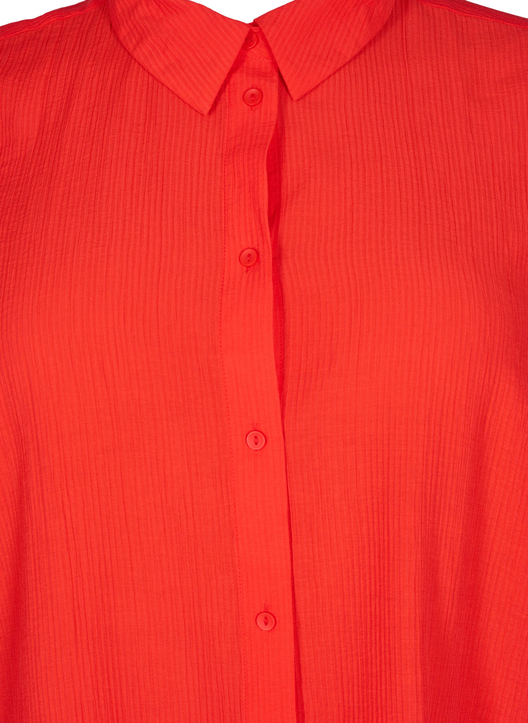 Zizzi Bluse mit gestreiftem Muster, Rot, Packshot image number 2