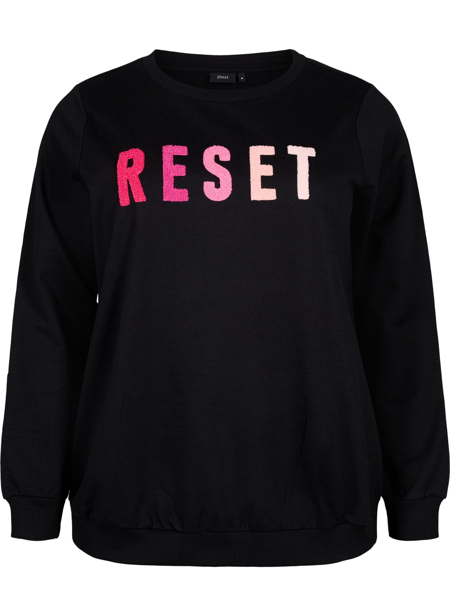 Zizzi Sweatshirt mit Text, Black W. Reset, Packshot image number 0