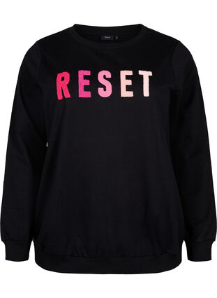 Sweatshirt mit Text, Black W. Reset, Packshot image number 0