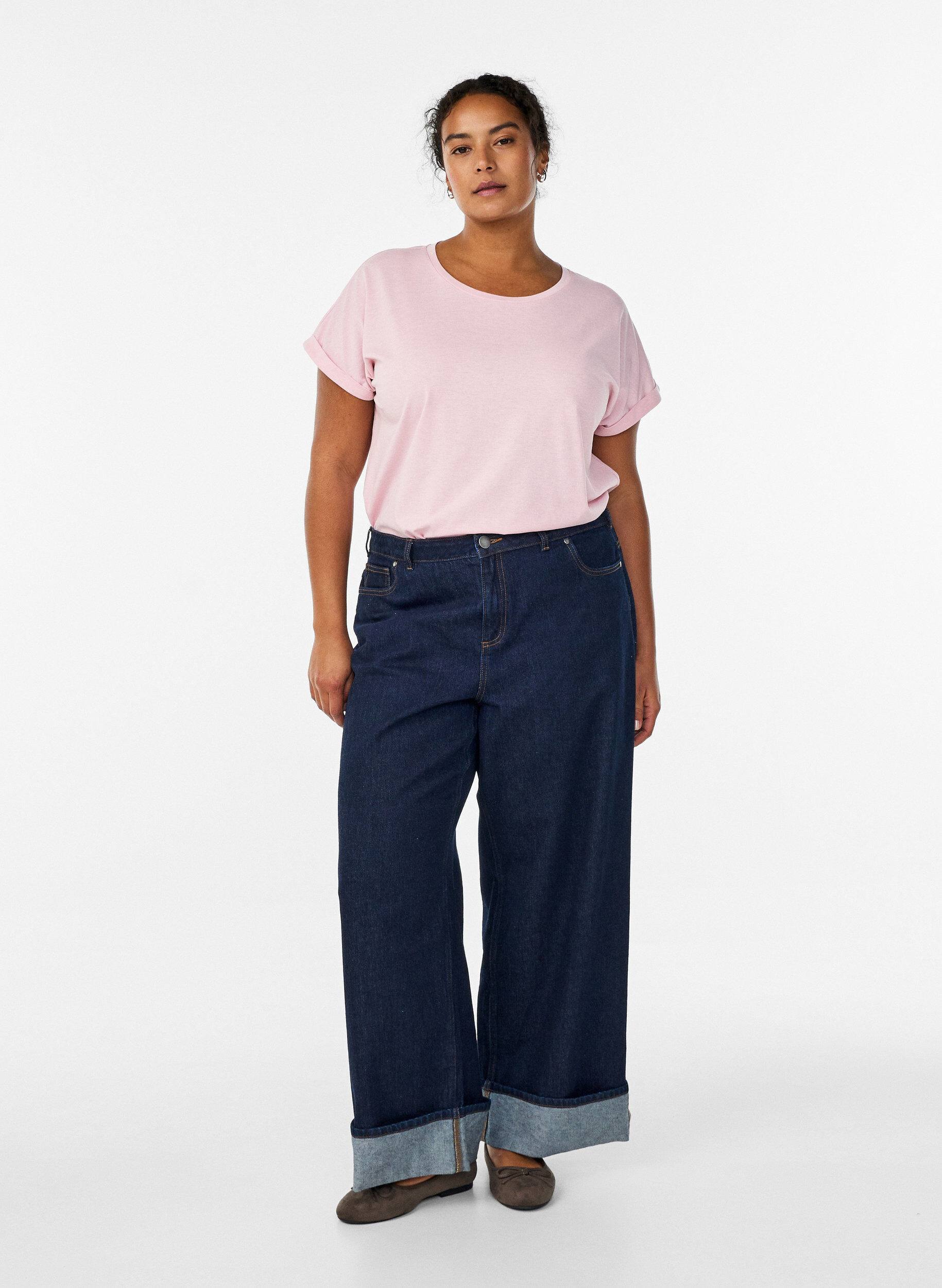 ZizziKurz&auml;rmeliges T-Shirt aus Baumwollmischgewebe, Pink, Model image number 1