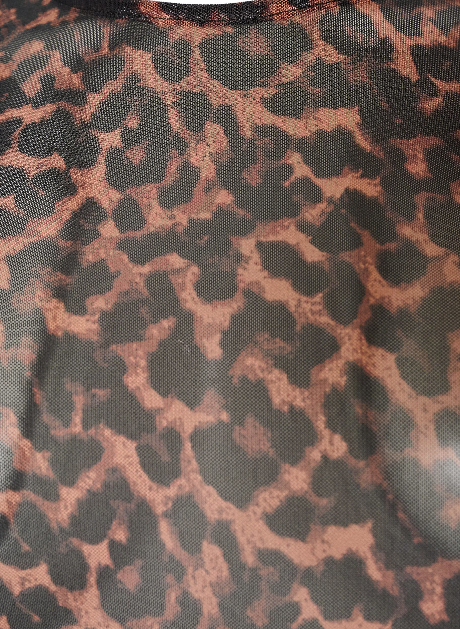 ZizziBluse aus Mesh mit Print, Braun, Packshot image number 2