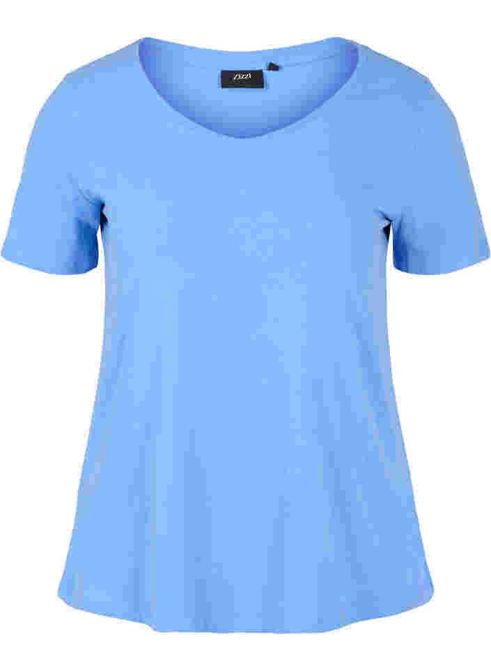 Einfarbiges basic T-Shirt aus Baumwolle, Ultramarine, Packshot image number 0