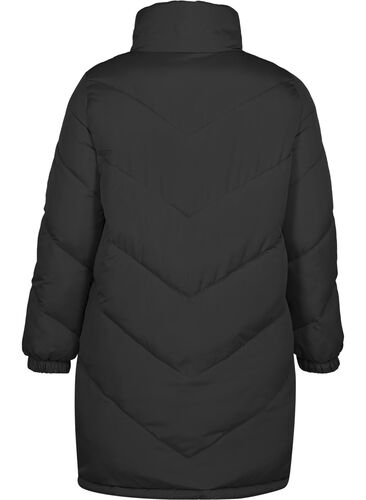 Lange Jacke mit hohem Hals, Black, Packshot image number 1