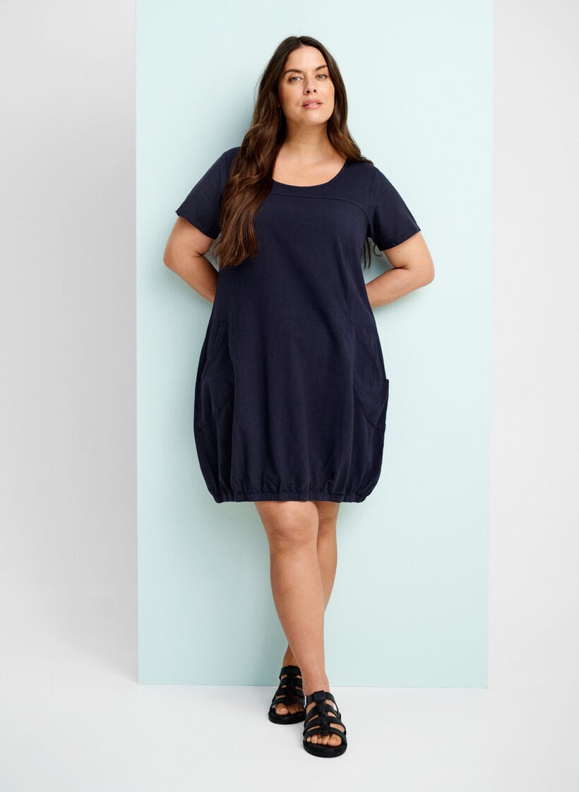 Kurzarm Kleid aus Baumwolle, Blau, Image image number 0