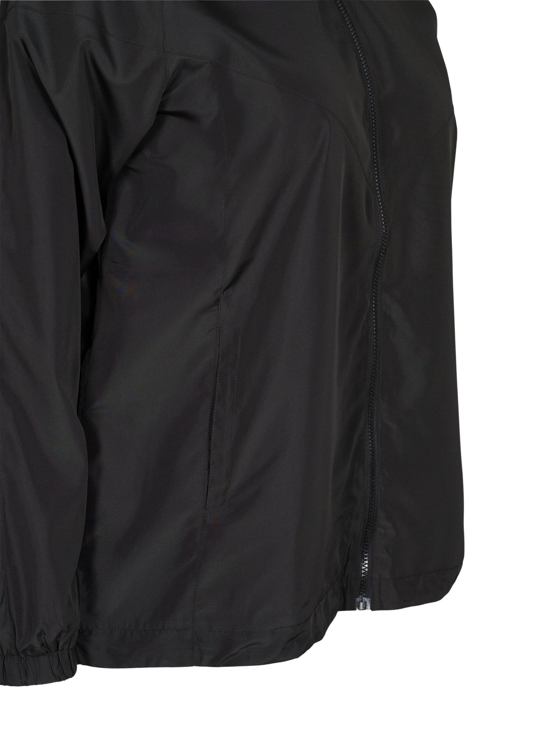 Zizzi Kurze Jacke mit Kapuze und verstellbarem Saum, Black, Packshot image number 3