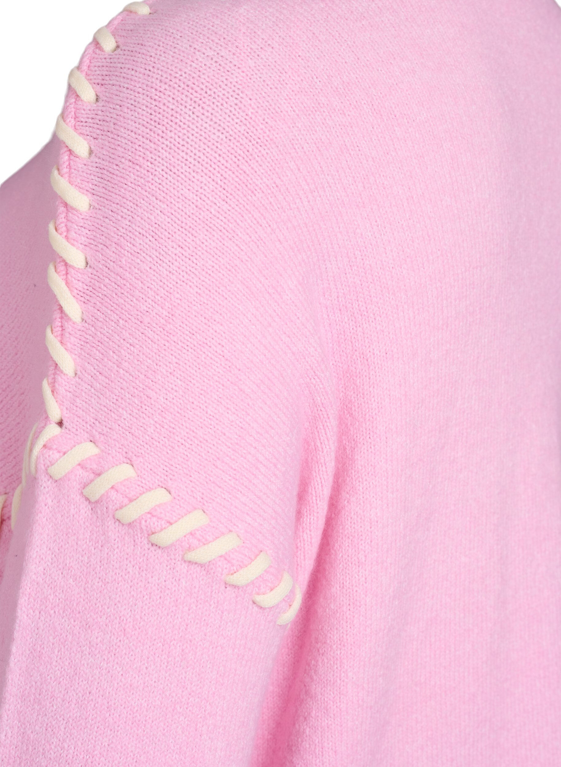 Zizzi Pullover mit Ziern&auml;hten, Pink, Packshot image number 3
