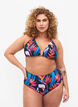 Bikinihose mit Aufdruck und hoher Taille, Blau, Model image number 0