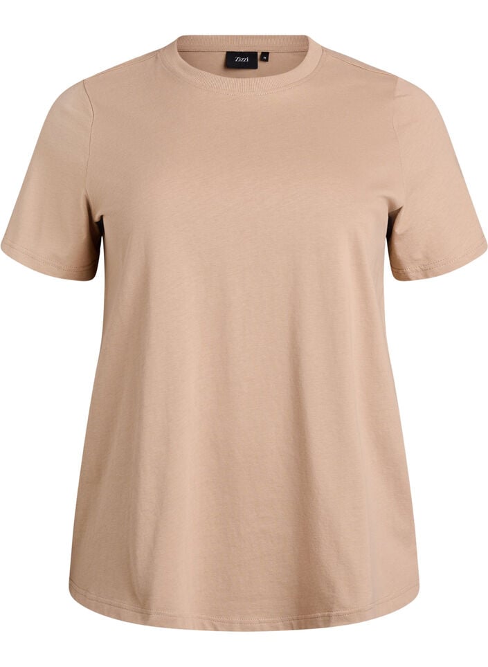 Basic T-Shirt aus Baumwolle mit Rundhalsausschnitt, Beige, Packshot image number 0