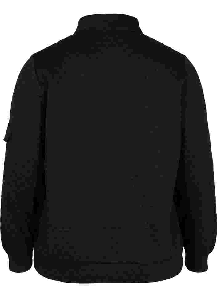 Stepp-Sweatshirt mit Reißverschluss, Black, Packshot image number 1