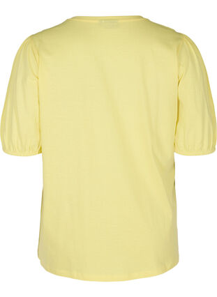 T-Shirt aus Baumwolle mit Ärmeln in Ellbogenlänge, Pale Banana, Packshot image number 1