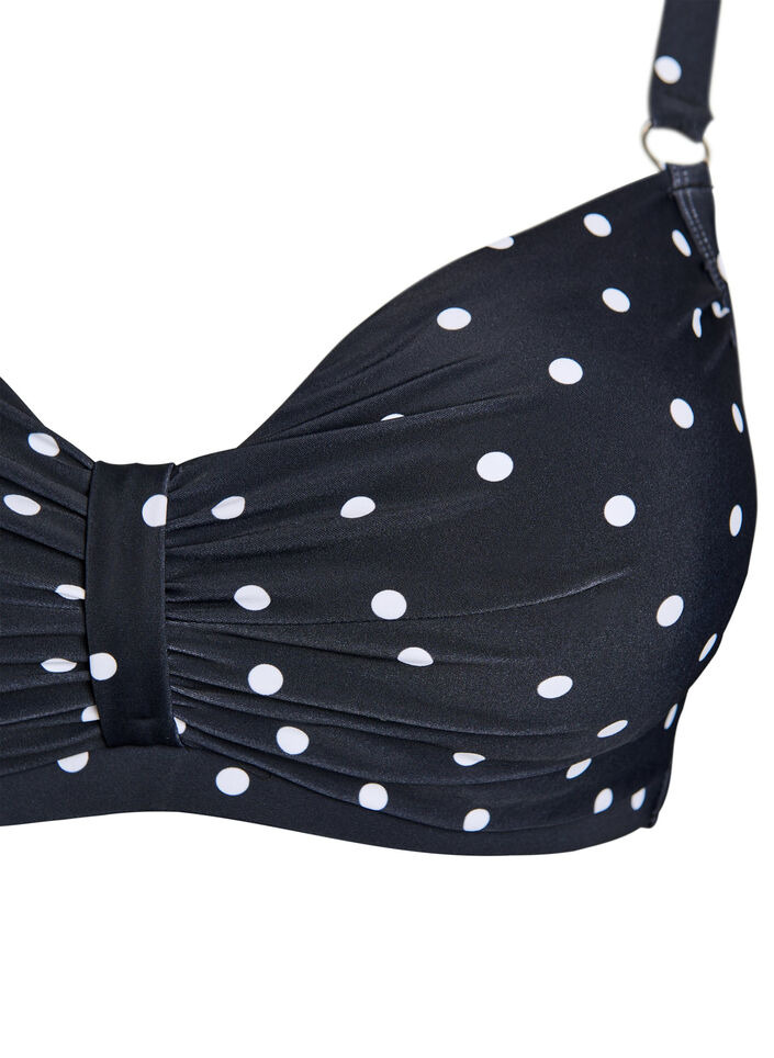 Bikinioberteil mit B&uuml;gel und Muster, Schwarz, Packshot image number 2