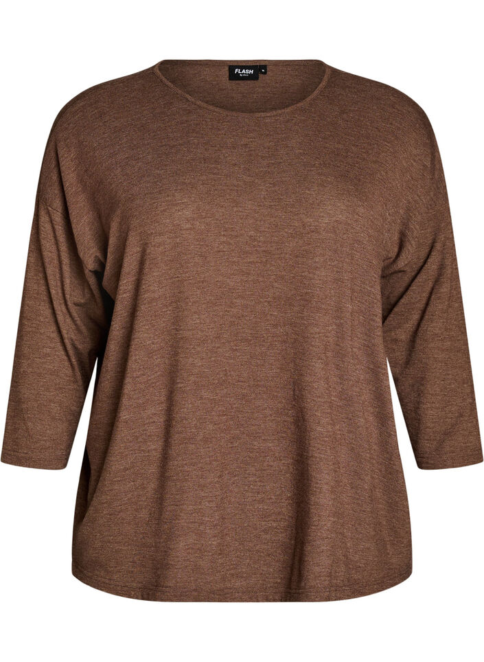 Bluse aus Jersey mit 3/4-&Auml;rmeln, Braun, Packshot image number 0