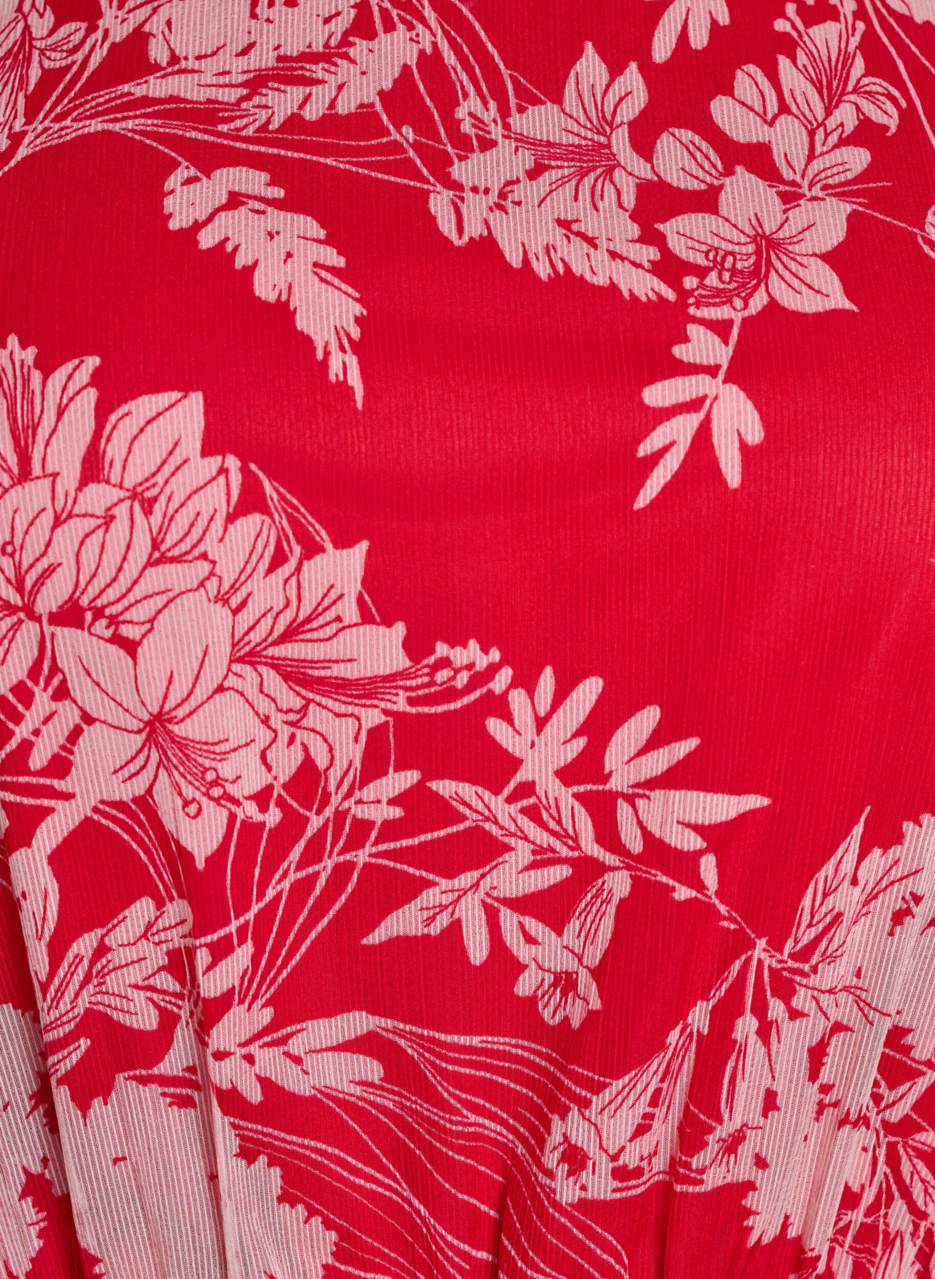 Zizzi Langes Chiffonkleid mit Blumenmuster, Red Flower AOP, Packshot image number 2