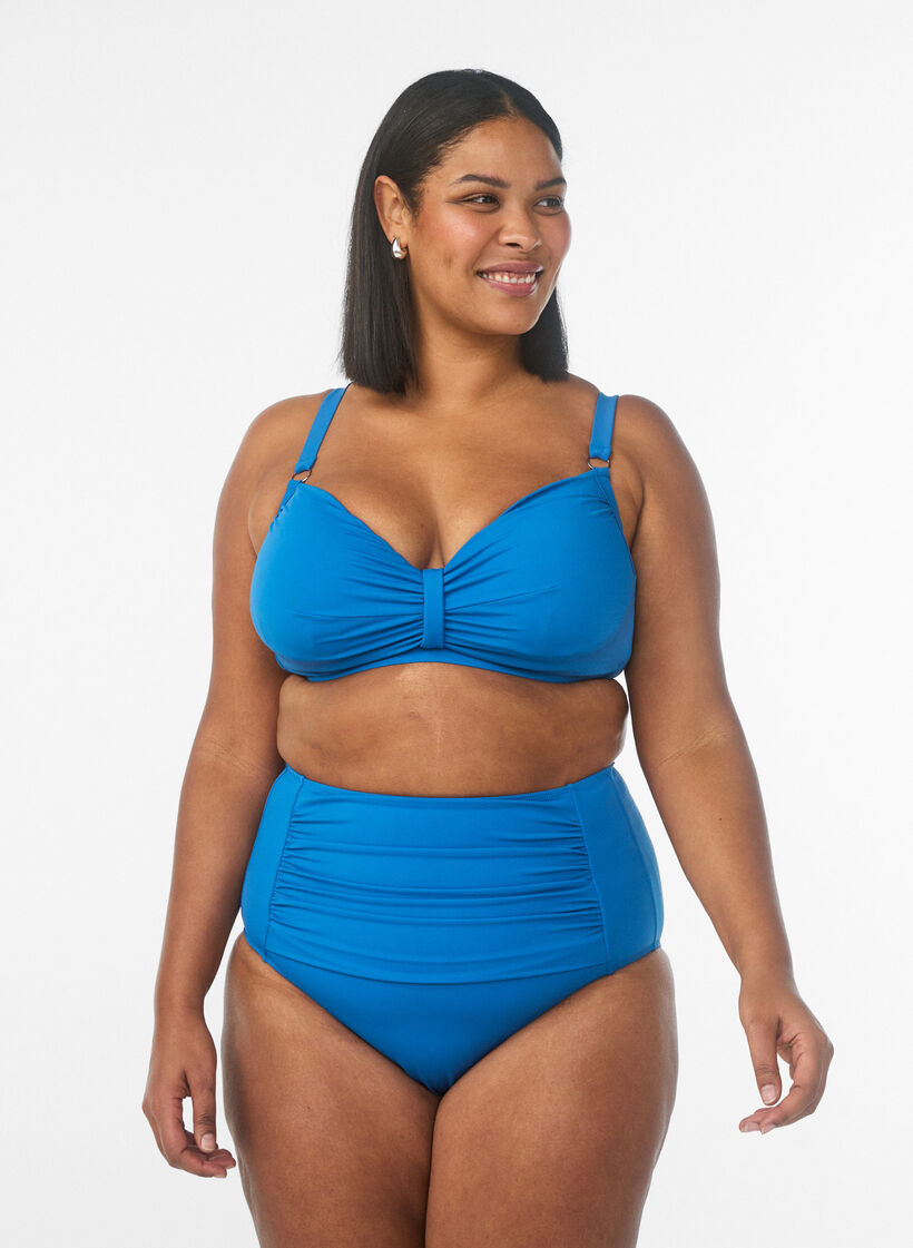 Bikini-Unterteil mit hoher Taille, Blau, Model image number 0