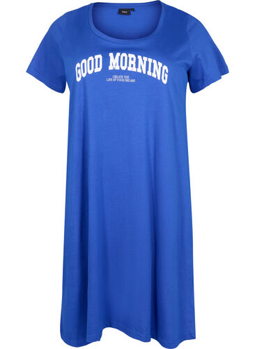 Nachthemd aus Baumwolle mit kurzen Ärmeln, Dazzling Blue GOOD, Packshot image number 0
