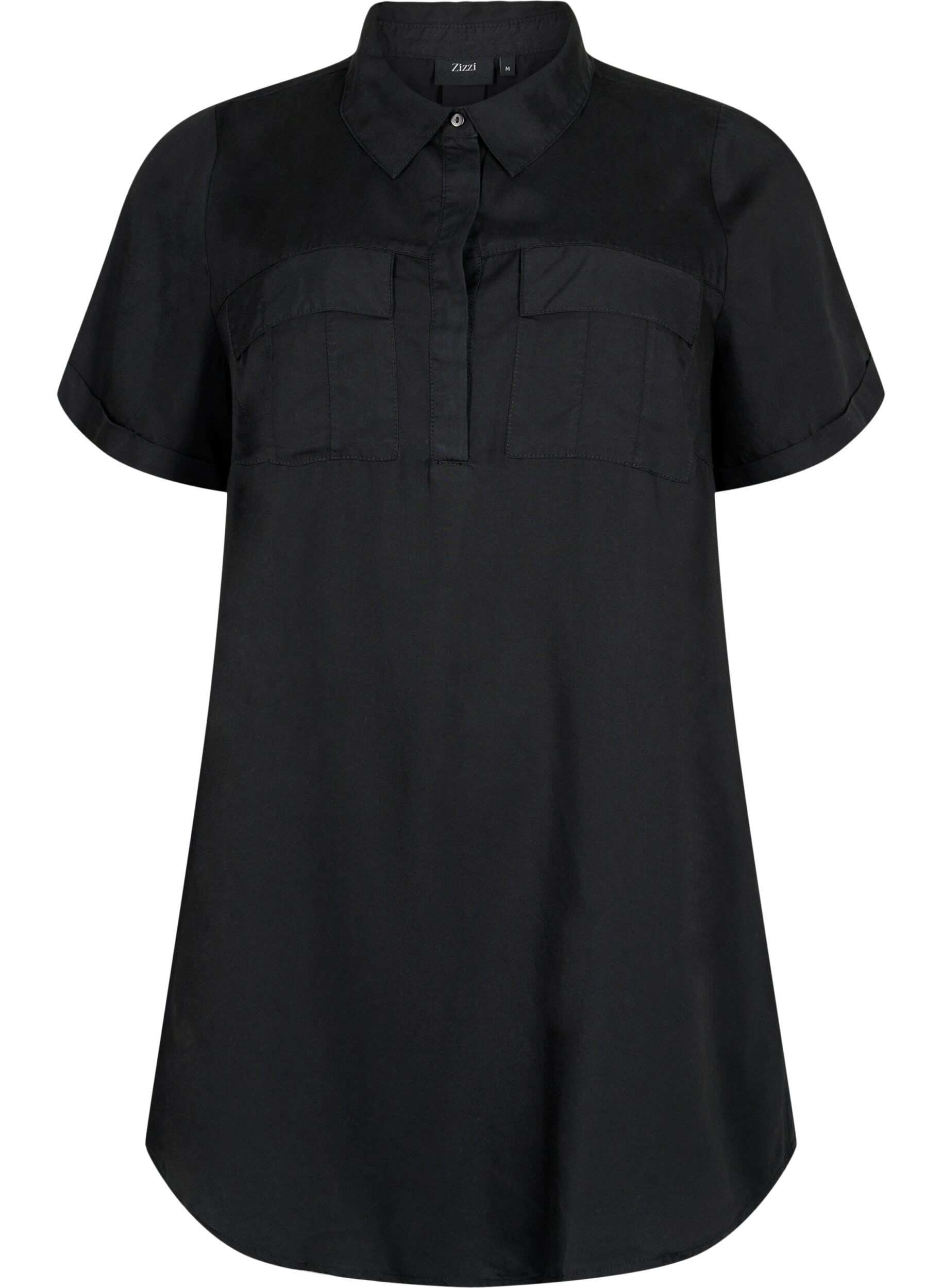 Zizzi Kurz&auml;rmelige Tunika aus Lyocell (TENCEL&trade;), Black, Packshot image number 0