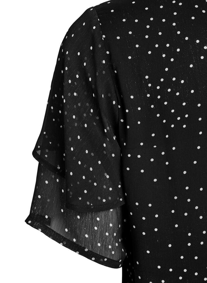 Chiffonbluse mit Polka Dots und Volant&auml;rmeln, Schwarz, Packshot image number 3