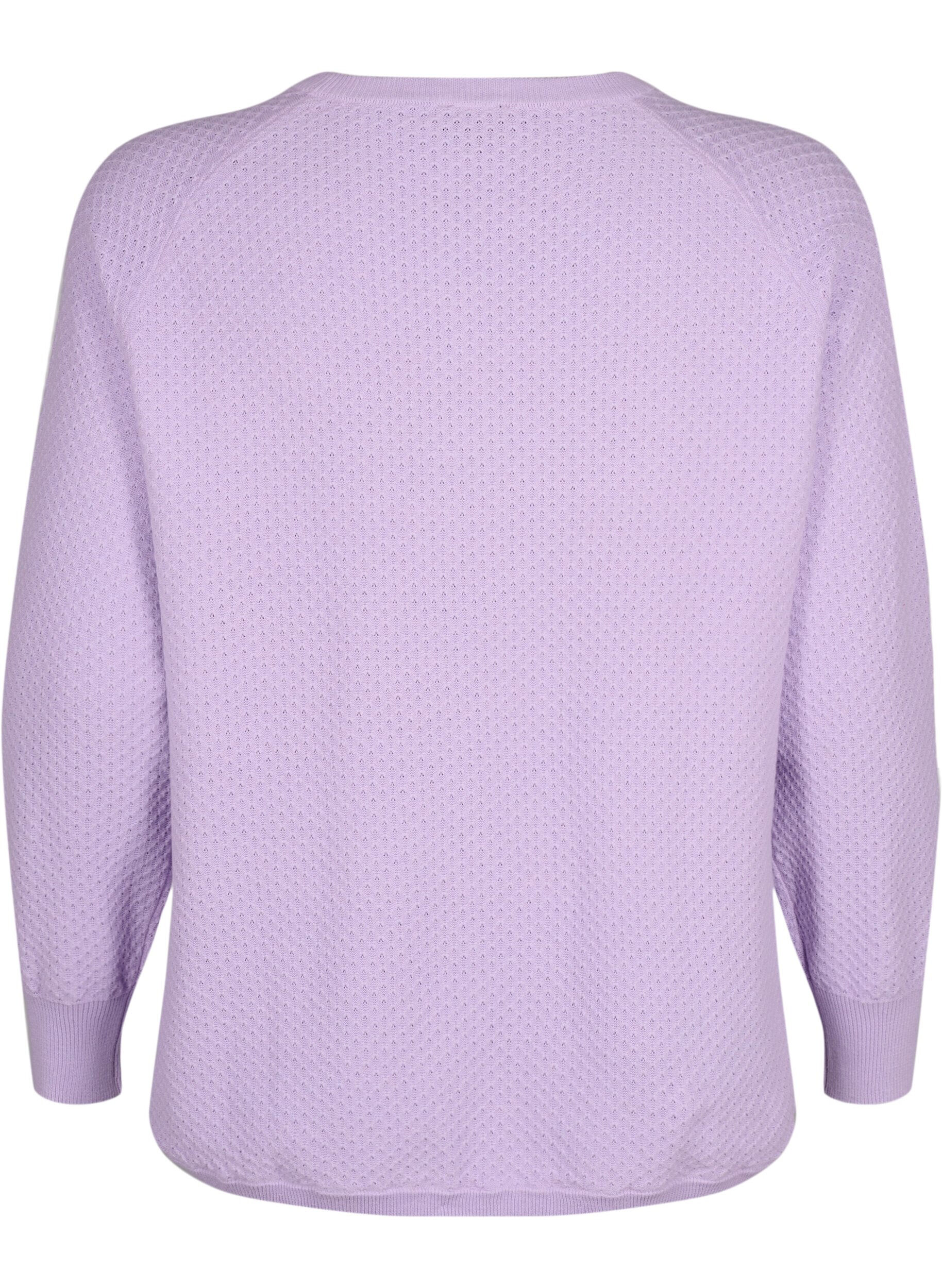 Zizzi Pullover aus Bio-Baumwolle mit Strukturmuster, Lavender, Packshot image number 1