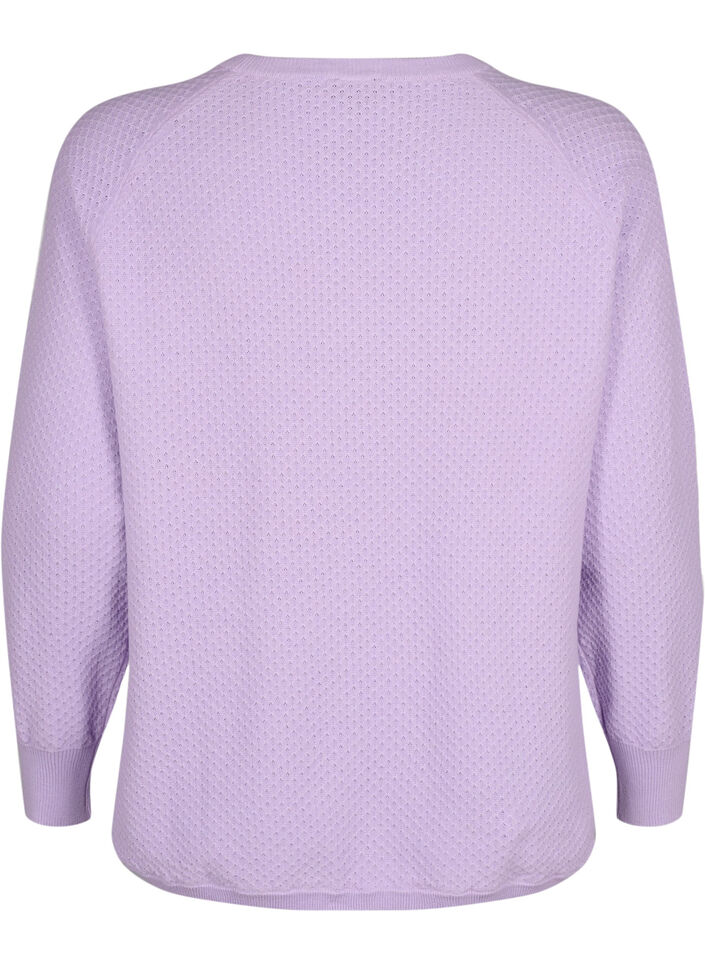 Pullover aus Bio-Baumwolle mit Strukturmuster, Lavender, Packshot image number 1