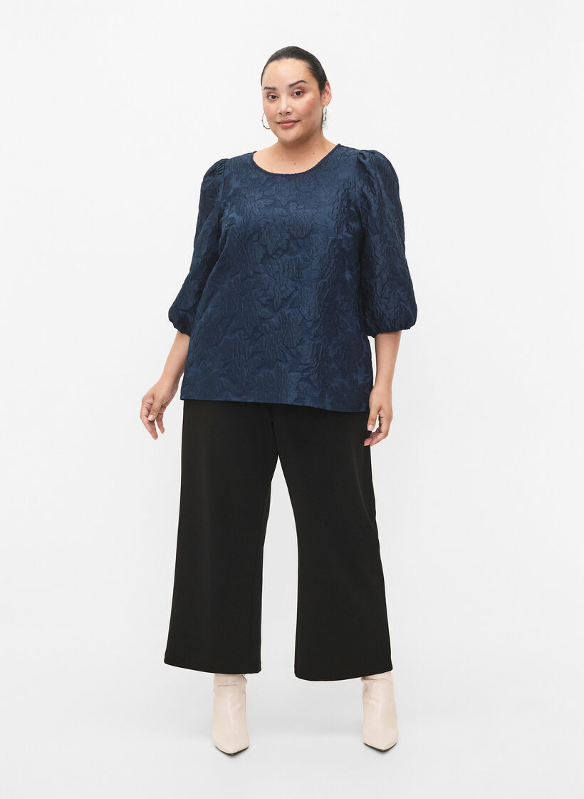  Jacquard-Bluse mit 3/4-Ärmeln, Titan, Model image number 2