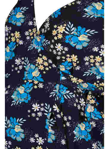 Geblümtes Umstands-Wickelkleid aus Viskose, Blue Flower AOP, Packshot image number 2