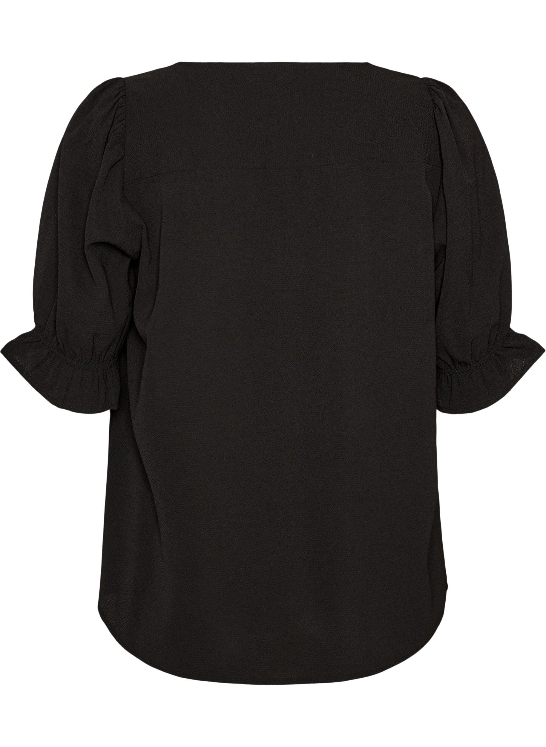 ZizziHemdbluse mit 1/2-&Auml;rmeln, Schwarz, Packshot image number 1