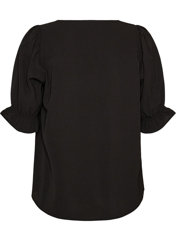 Hemdbluse mit 1/2-&Auml;rmeln, Schwarz, Packshot image number 1