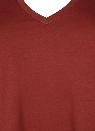 Kurzärmeliges T-Shirt mit V-Ausschnitt, Fired Brick, Packshot image number 2