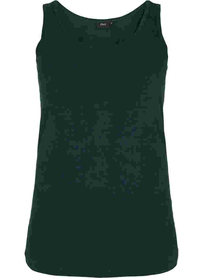 Einfarbiges basic Top aus Baumwolle, Scarab, Packshot image number 0
