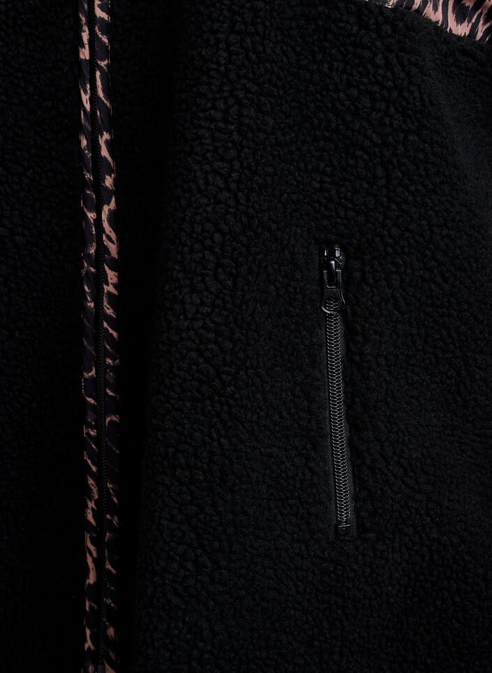 Jacke aus Teddyfleece mit Kirschdetails, Schwarz, Packshot image number 3
