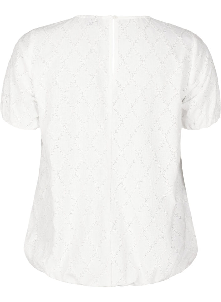 Kurzärmelige Bluse mit strukturiertem Muster, Bright White, Packshot image number 1