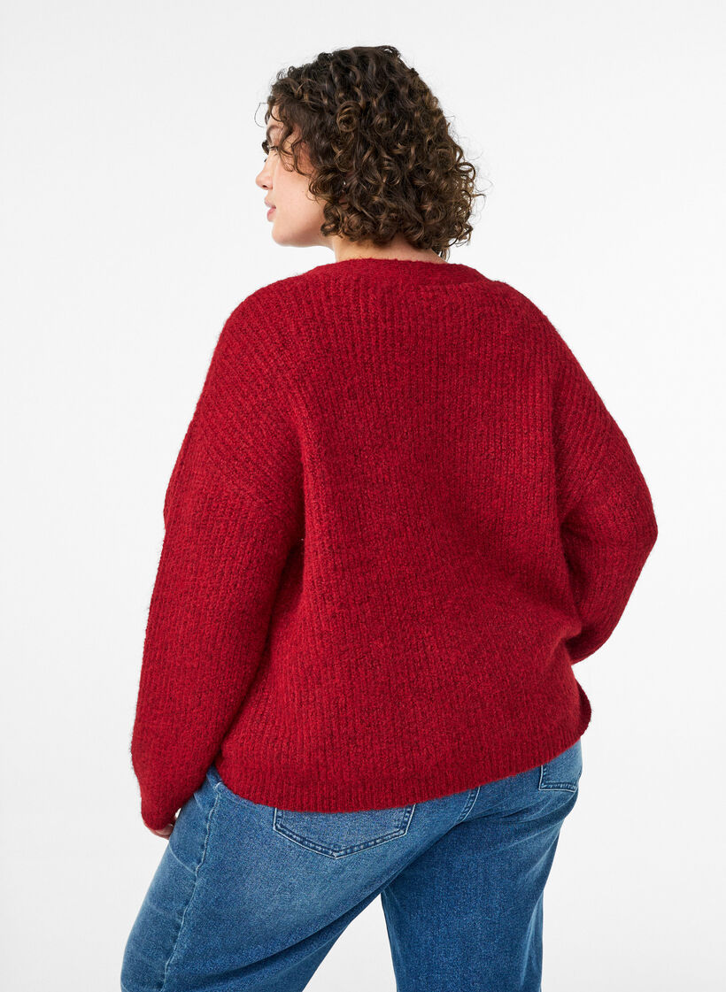 Strickjacke mit V-Ausschnitt, Rot, Model image number 2