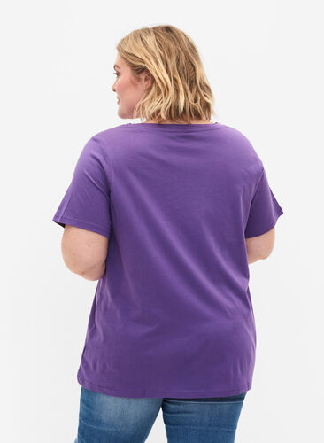 Kurzärmeliges T-Shirt mit A-Linie, Deep Lavender, Model image number 1