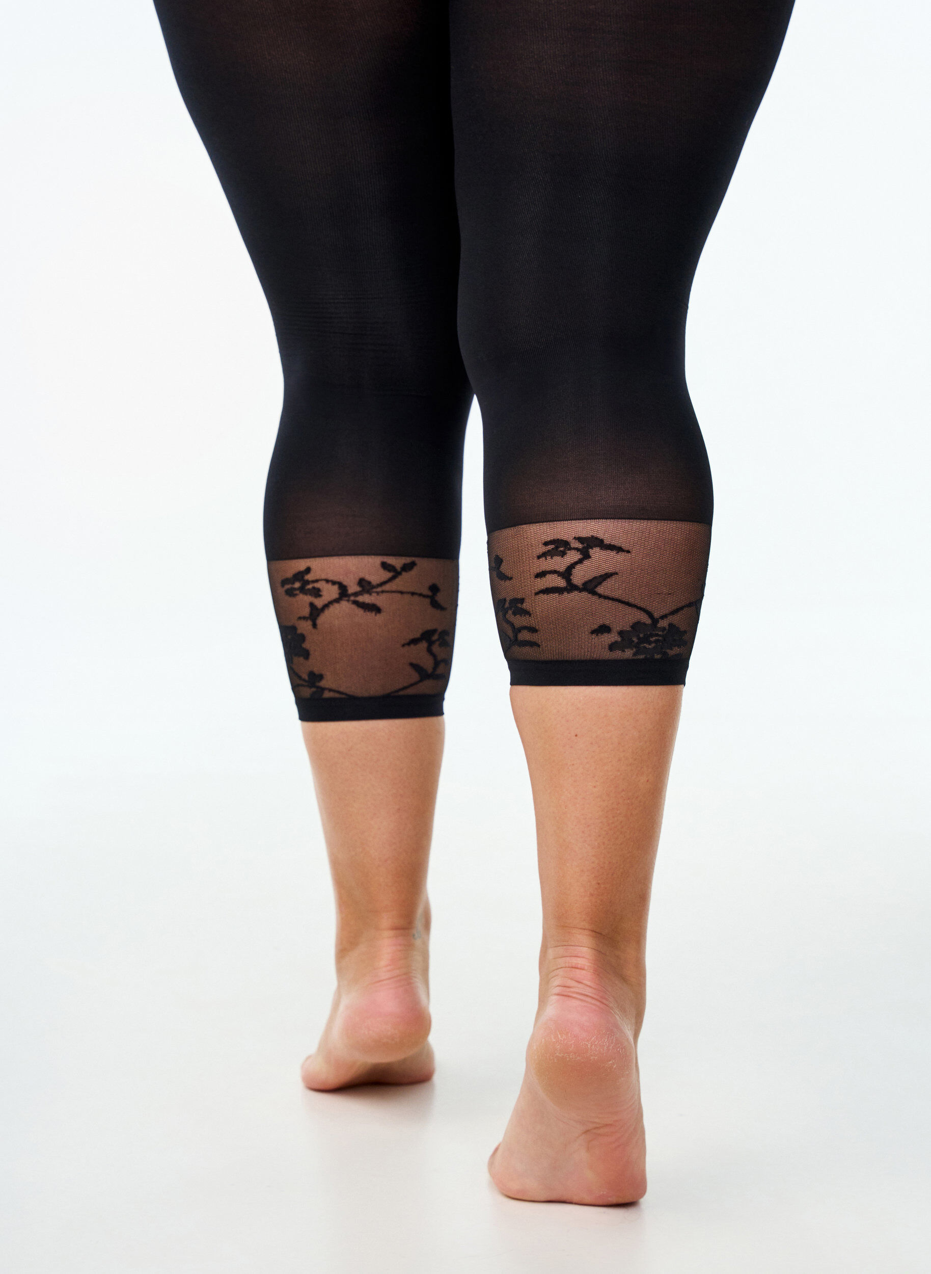 Zizzi 50 Denier Strumpfhose mit Spitzensaum, Schwarz, Packshot image number 1