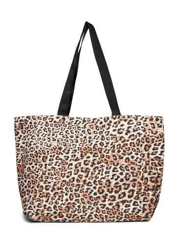 Canvas Strandtasche mit Reißverschluss, Leopard Print, Packshot image number 0