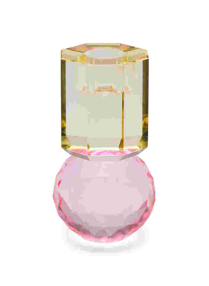 Kerzenständer aus Kristallglas, Lysegul/Pink, Packshot