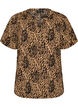 Bluse mit kurzen &Auml;rmeln und V-Ausschnitt, Braun, Packshot image number 0