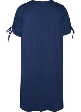 Kurzarm Viskosekleid mit Schnurdetails, Navy Blazer, Packshot image number 1