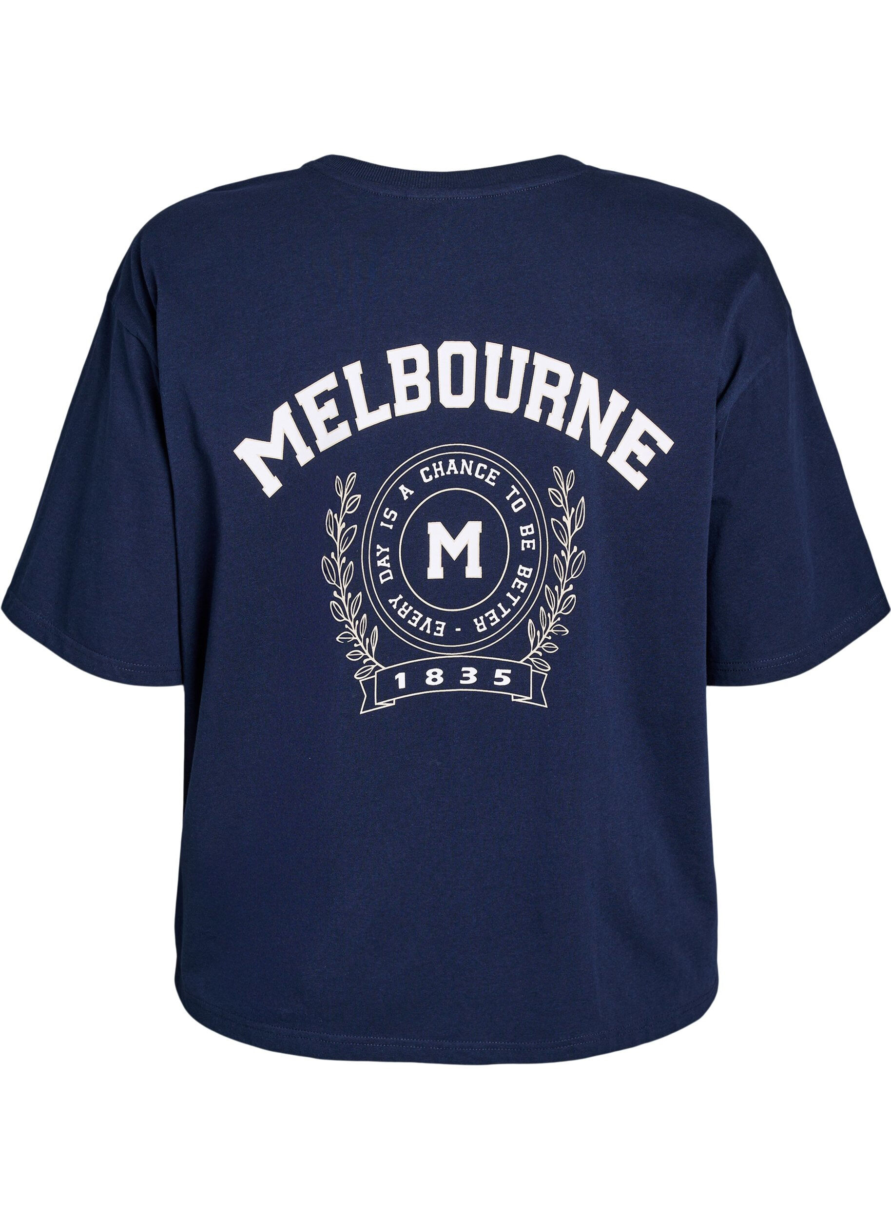 Zizzi Oversized T-Shirt mit R&uuml;ckenprint, Blau, Packshot image number 1