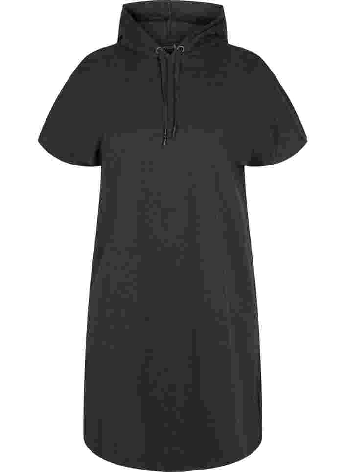 Kurzärmeliges Sweatkleid mit Kapuze, Black DGM ASS, Packshot image number 0