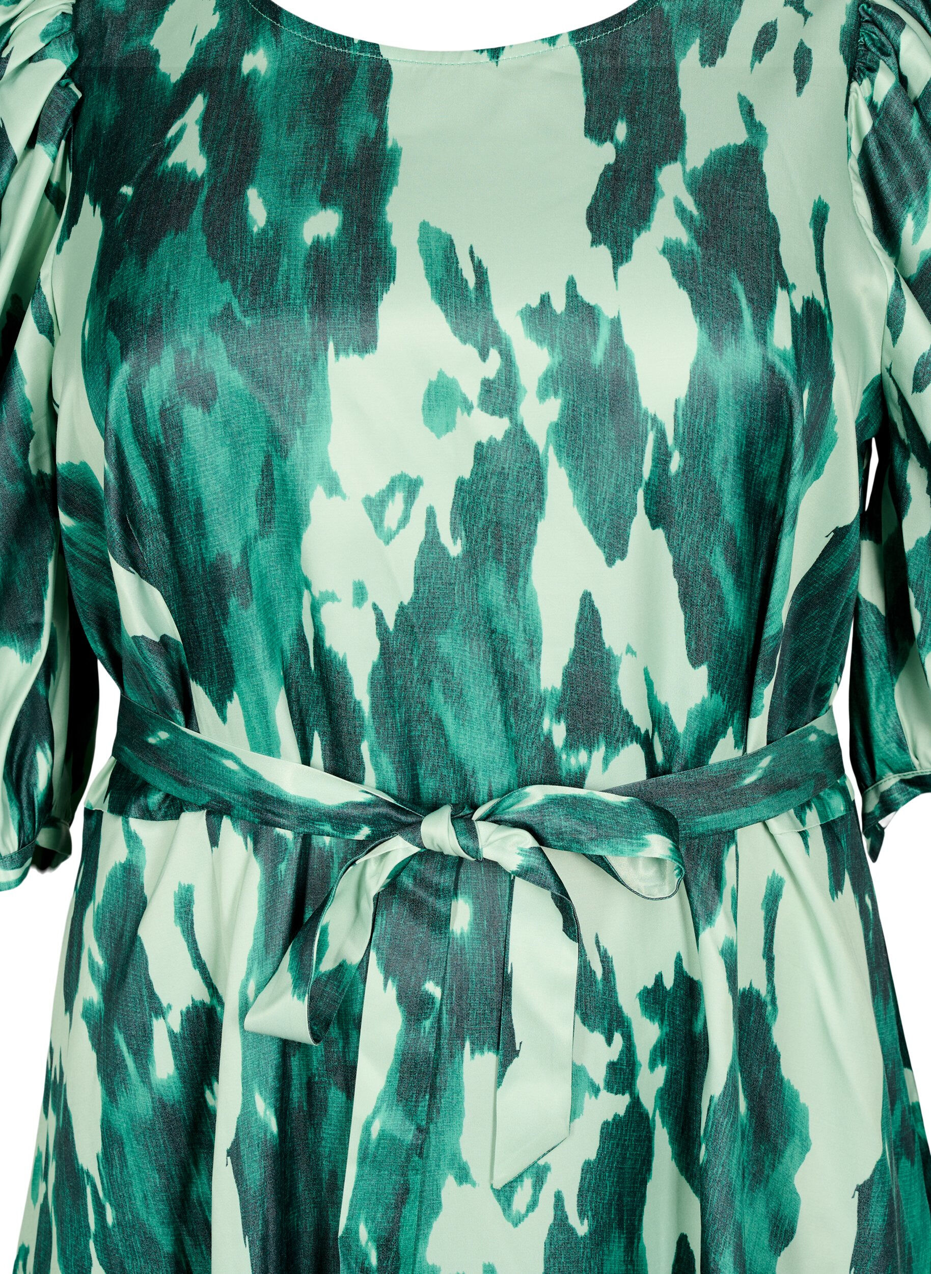 Zizzi Partykleid mit kurzen &Auml;rmeln und Bindeg&uuml;rtel, Gr&uuml;n, Packshot image number 2