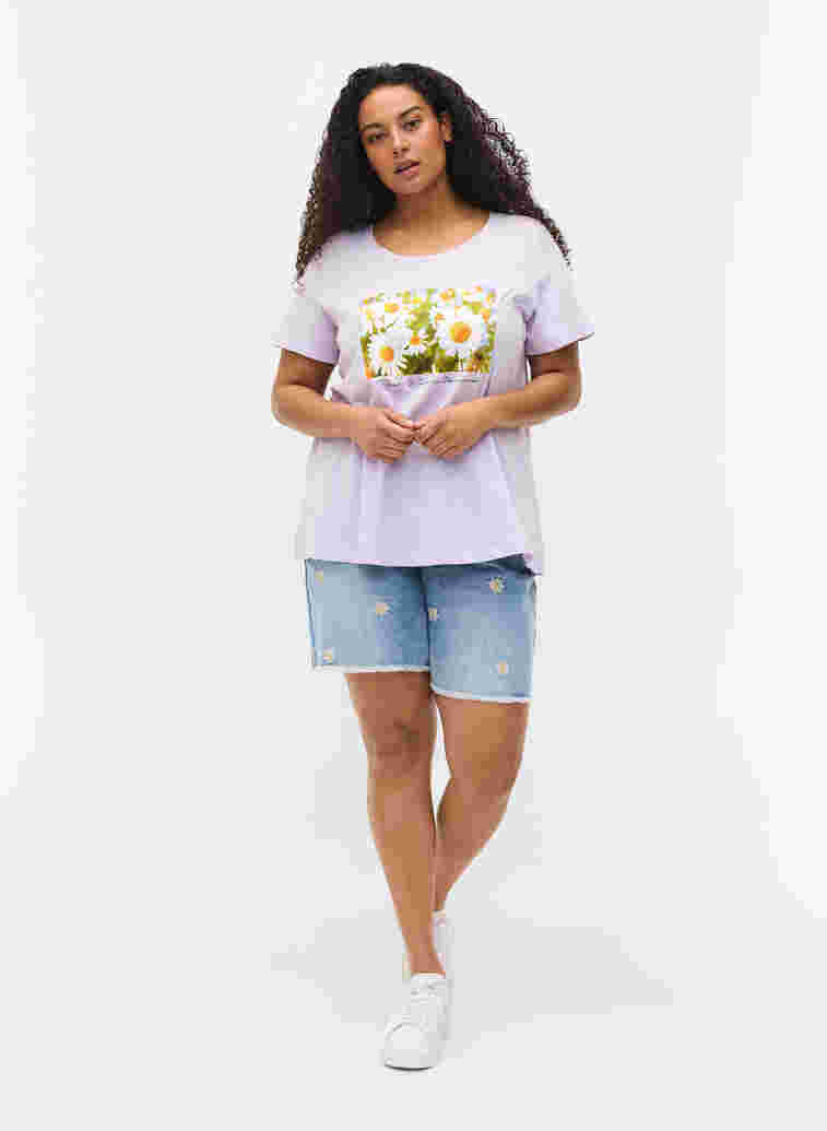 T-Shirt aus Baumwolle mit A-Linie und Aufdruck, Thistle Fl. Picture, Model image number 2
