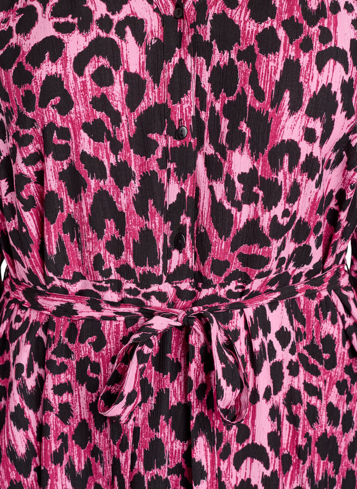 Midikleid mit Knopfleiste und Bindegürtel, Pink, Packshot image number 2