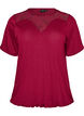 Bluse mit Spitzeneinsatz und Ballon&auml;rmeln, Rot, Packshot image number 0